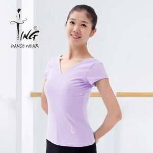 TING陈婷舞蹈休闲上衣女胸前交叉直摆短袖款式上衣民族广场舞蹈服
