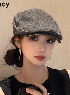 CUNCY日系复古前进帽女夏季做旧百搭文艺贝雷帽显脸小报童帽子