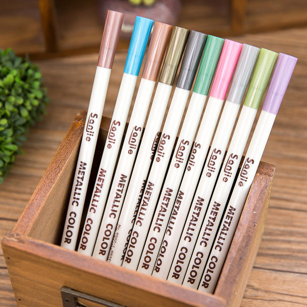 金属彩色笔 DIY相册手账菜单黑色内页黑色纸油漆笔金银闪光笔10色