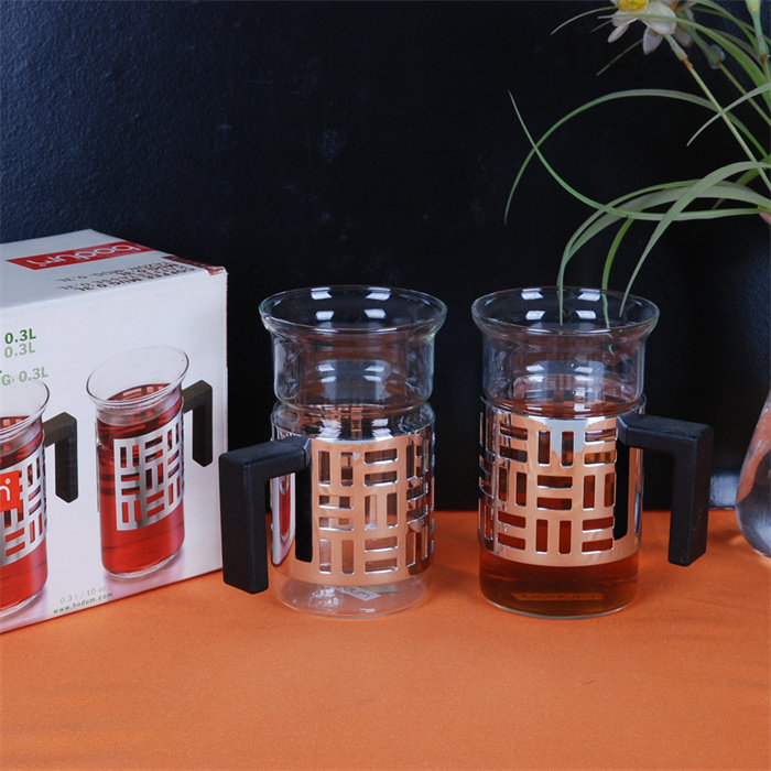 瑞士伯顿bodum咖啡与茶杯1299-01容量10盎司300ml金属不锈钢护套