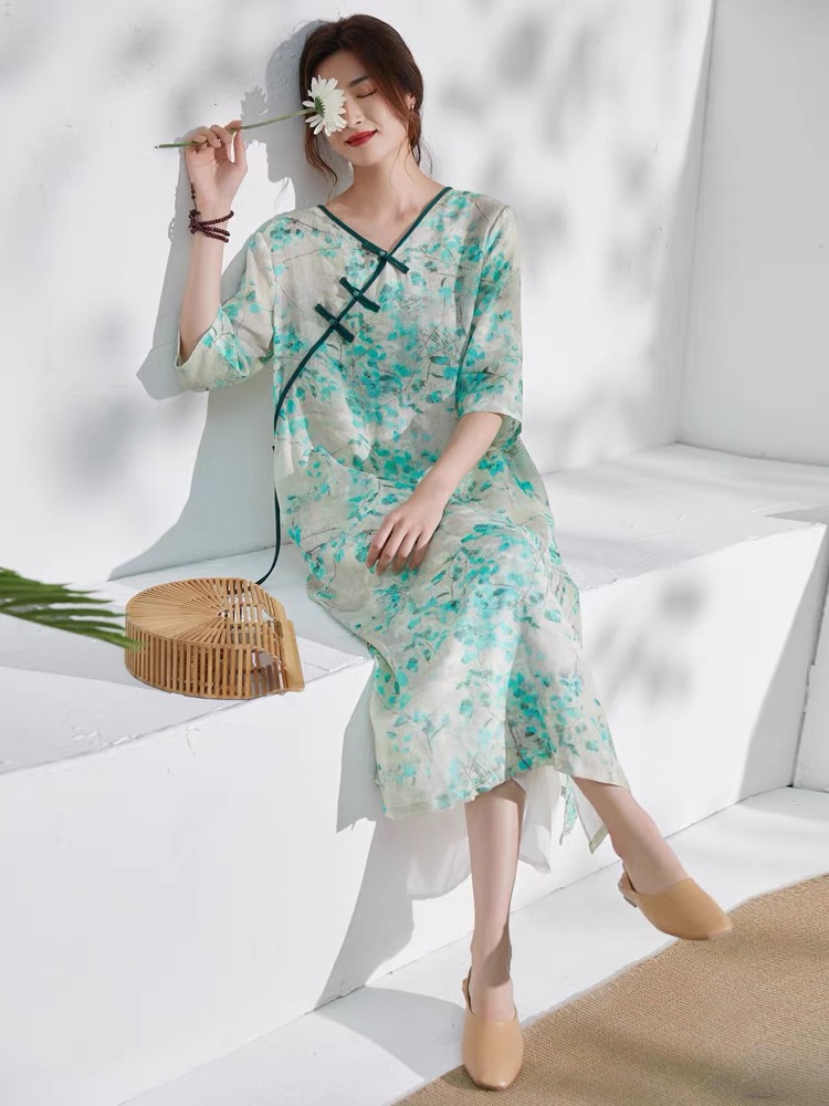 苎麻雪纺真丝连衣裙服装纸样diy