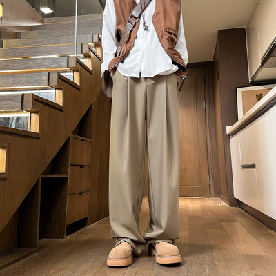 新品高品质西装裤男女同款垂感直筒拖地休闲裤1401-3/h661P50控75