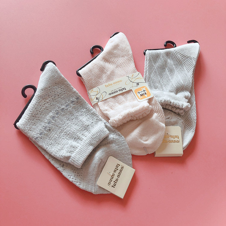 tutu新款吸湿排汗短筒薄款1双安娜夏季薄棉袜镂空纯棉女士短袜