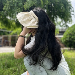 夏季大帽檐防晒帽户外防晒空顶贝壳遮阳帽防紫外线可折叠经典发箍