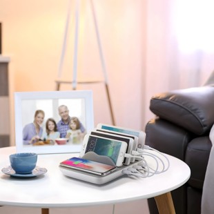 硅胶的!为设计点赞!桌面有它就够了!出口老美多功能无线充电器USB多口充电站家庭办公手机收纳支架