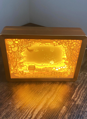 桌面立体纸雕相框金属LED灯相框
