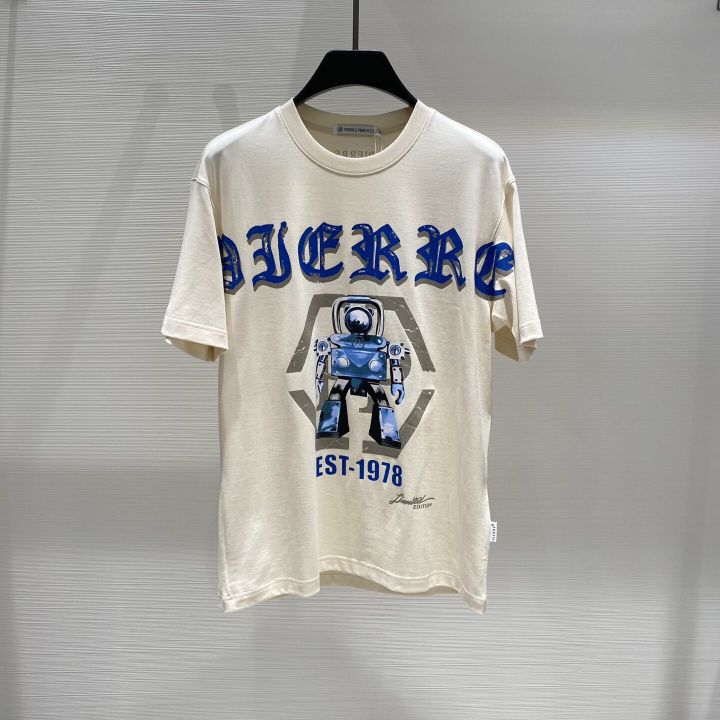 PIERRE PIERUCCI男装 26春夏卡通机械小熊logo字母印花短袖T恤