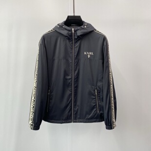 棉夹克外套 老佛爷logo字母印花织带条纹男士 特惠Karl Lagerfeld