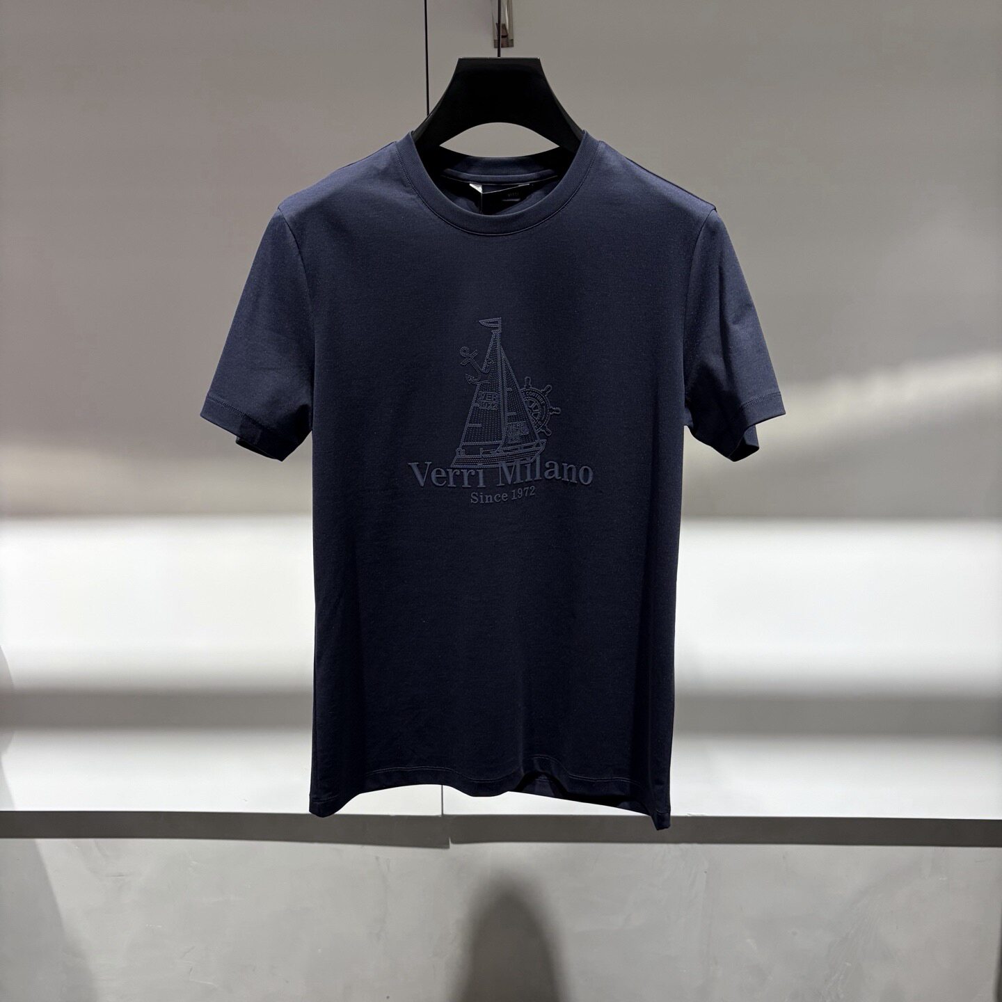 VERRI 26春夏新款logo字母帆船印花男士圆领短袖T恤