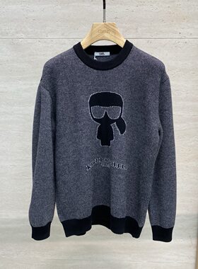 Karl Lagerfeld 26秋冬卡尔老佛爷字母提花男士羊毛针织衫毛衣