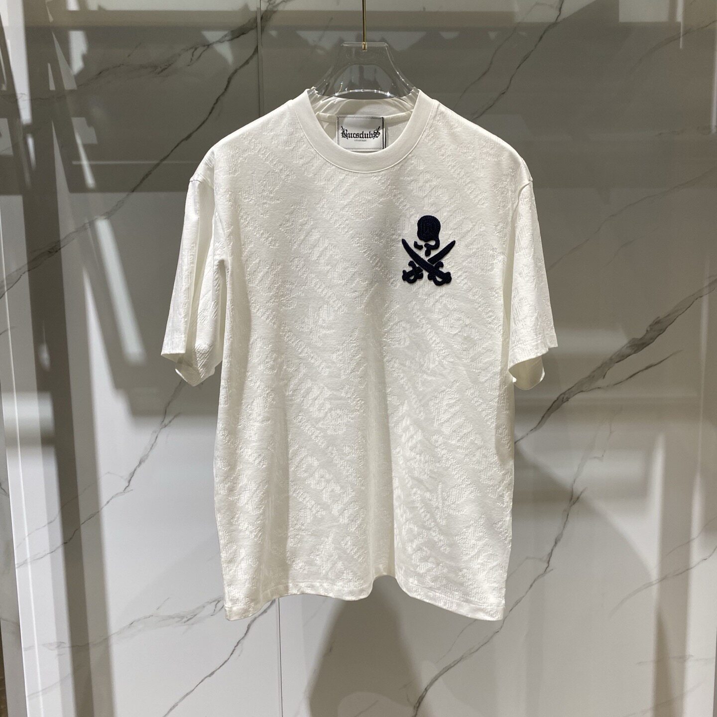 Dartin Bonaparto 26春夏双刀骷髅头刺绣logo字母暗纹男士短袖T恤