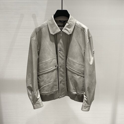 CNC男装 26秋冬新款logo字母链条仿皮涂层男士翻领羽绒服 425058