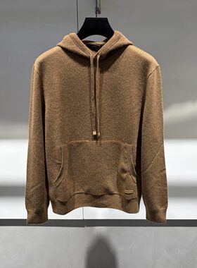 VERRI男装 26秋冬新款logo皮标男士连帽山羊绒针织衫毛衣 352976