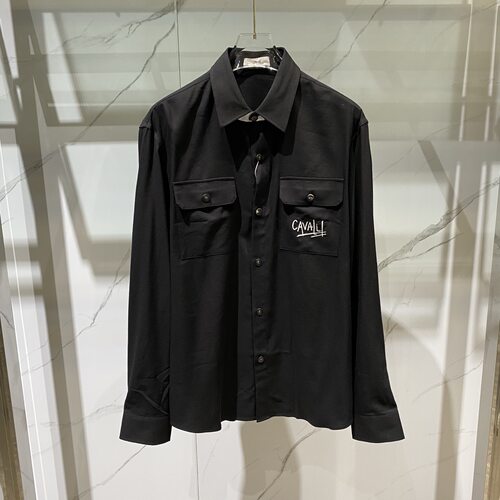 Cavalli Class卡沃利 26秋冬口袋logo字母刺绣男士长袖衬衫2F3072