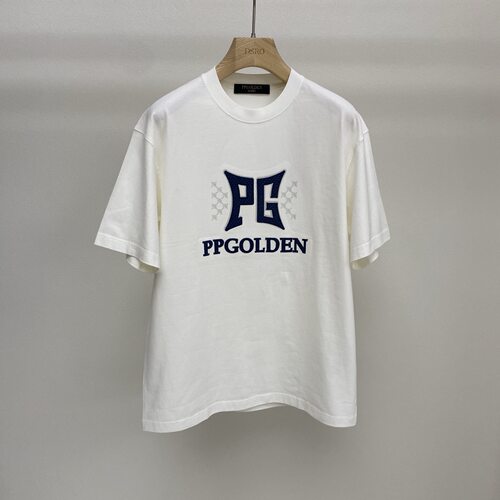 PP.GOLDEN男装 26秋冬新款logo字母刺绣印花男士短袖T恤 638606