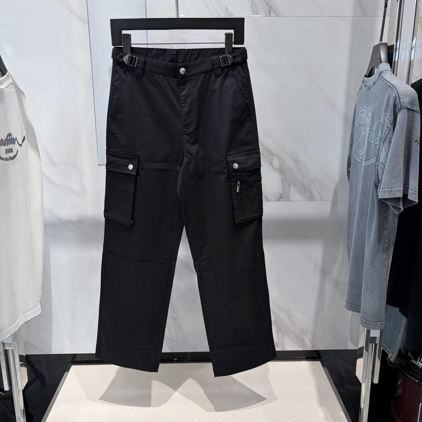 PP.GOLDEN 26春夏新款logo字母刺绣腰带装饰男士工装直筒休闲裤