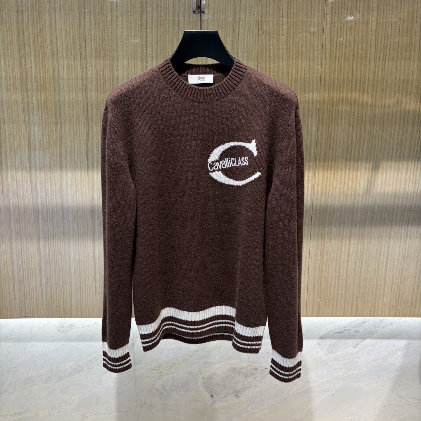 Cavalli Class卡沃利 26秋冬新款字母刺绣男士羊毛羊绒针织衫毛衣