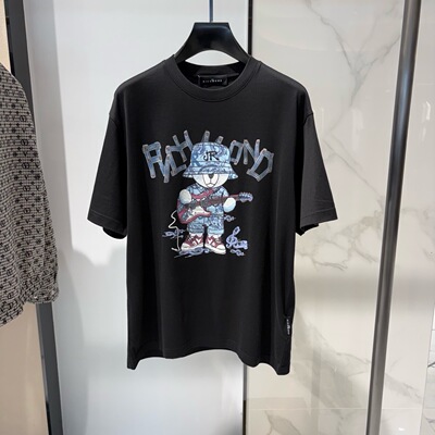 JOHN RICHMOND 26春夏新款吉他卡通小熊logo字母印花男士短袖T恤