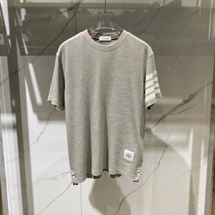 DOSERMO 26春夏新款logo字母刺绣袖臂横杠条纹男士短袖T恤 262642