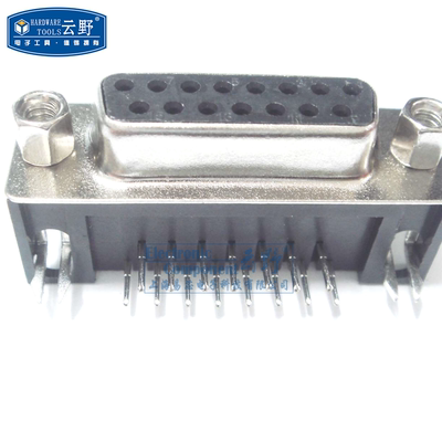 【高科美芯】 串口座DB15 双排孔 母头 焊板黑胶弯脚 D型 连接器