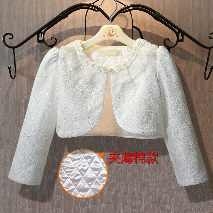 女童长袖蕾丝外套2024秋冬儿童礼服披肩花童配公主裙外搭开衫加厚
