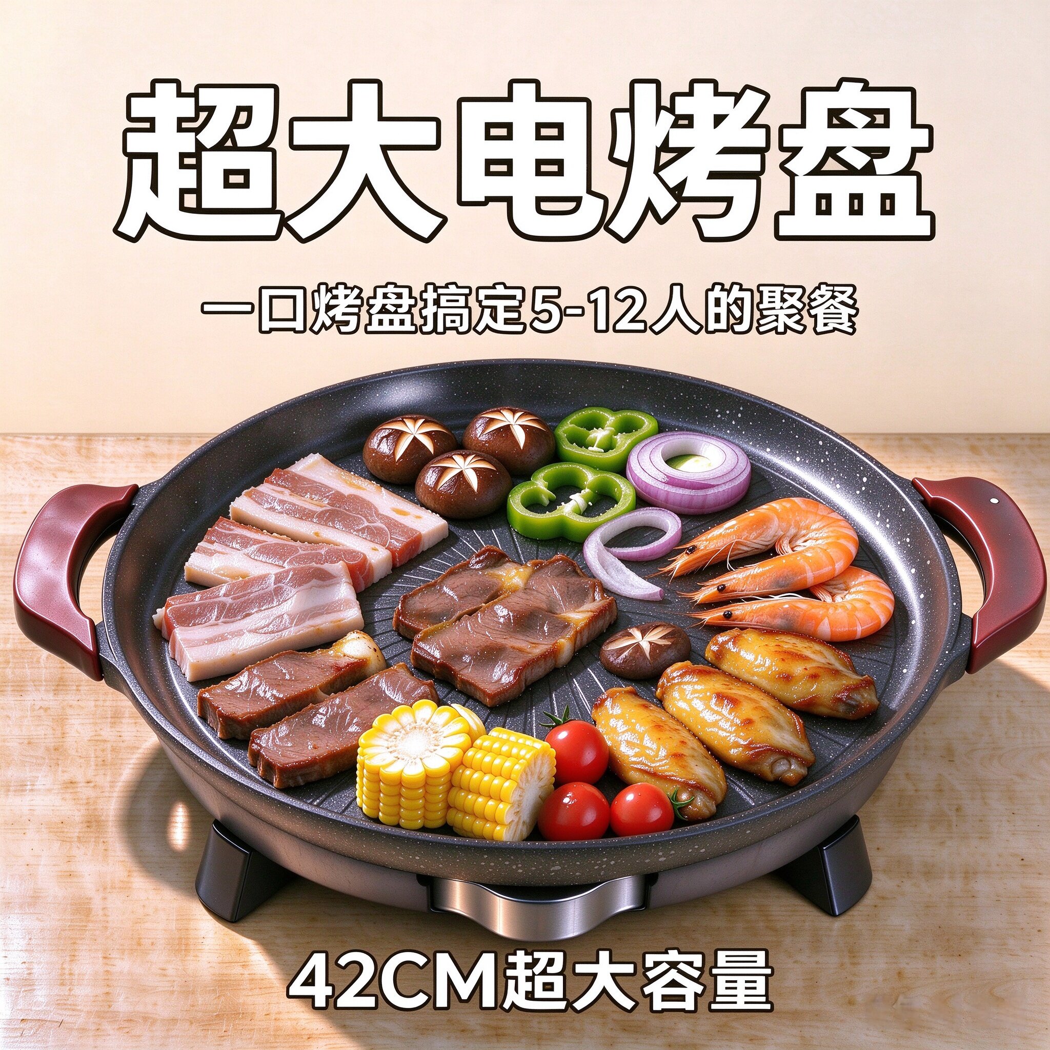 圆形麦饭石电烤盘家用少烟电烧烤炉烤肉锅韩式铁板烧煎包锅包邮