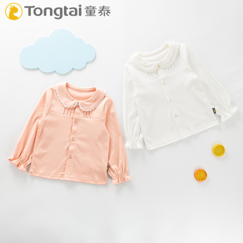 童泰春季新品婴幼儿长袖翻领裙衫1-5岁女宝可爱洋气娃娃衫后开扣