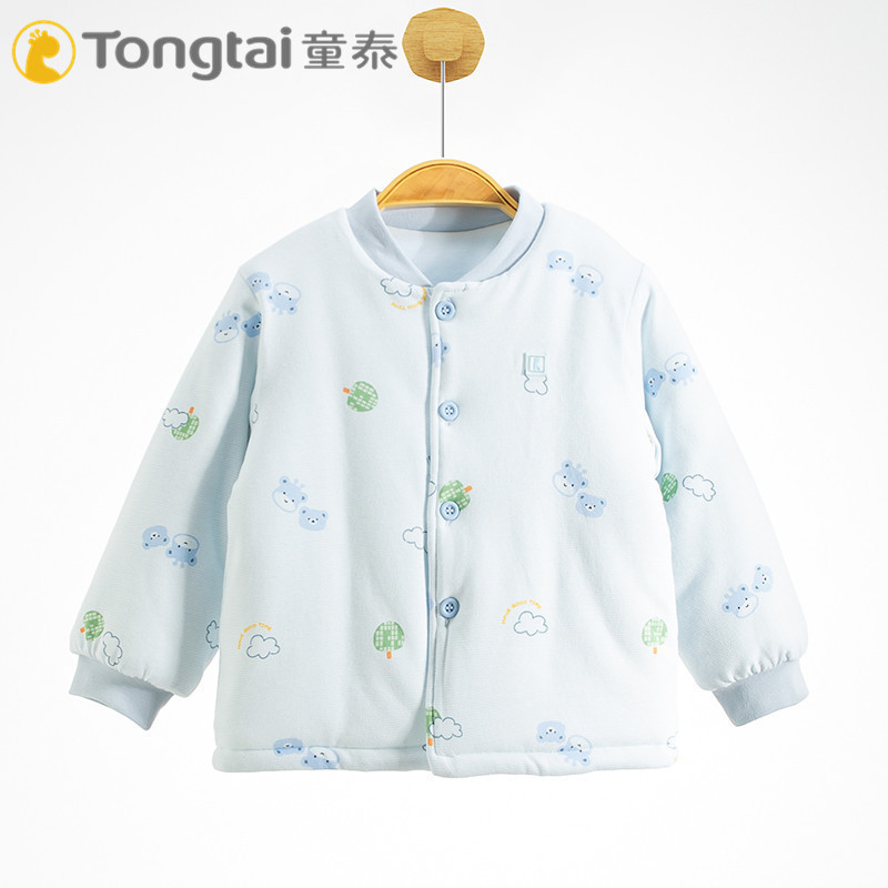 童泰秋冬新款对开立领中厚棉服1-4岁男女宝宝纯棉棉上衣加棉棉袄