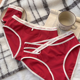 内裤女大红色短裤网纱本命年结婚幸运红运动风新年纯棉裆三角裤头