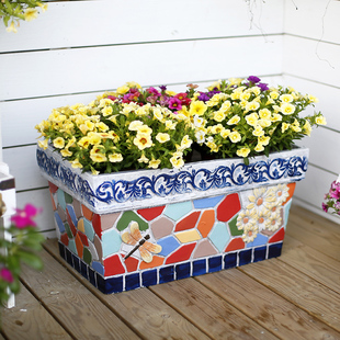 长方形花盆创意庭院大号口径花园阳台布置装饰陶瓷户外创意别墅