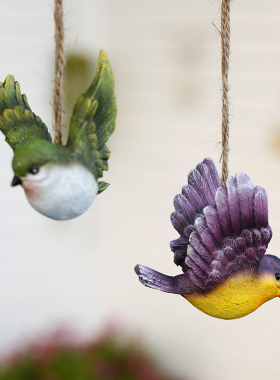 花中园树脂材质田园小鸟彩色