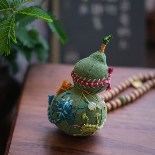 中秋节礼物五毒刺绣手工diy葫芦香囊材料包车挂件手机钥匙扣挂件