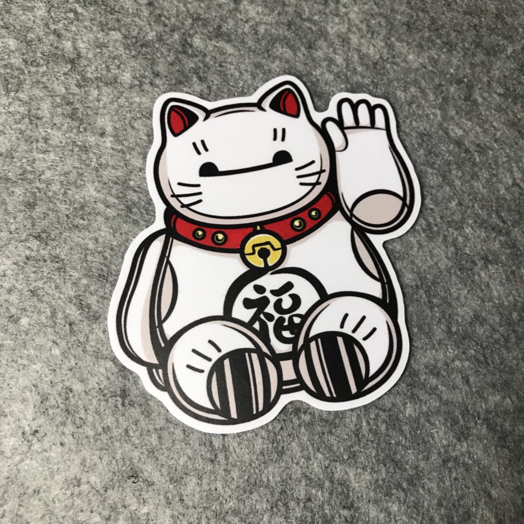 个性实习新款上市汽车摩托改装车贴窗划痕遮挡猫大白机车摩托D725