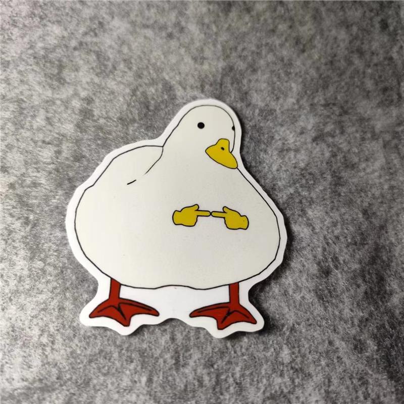 卡通小白鸭子搞怪搞笑贴画摩托汽车电动车滑雪板贴纸车窗贴D3090