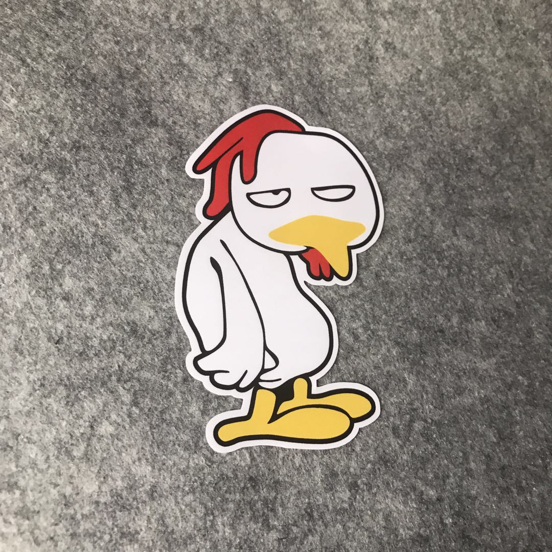 卡通车贴呆若木鸡发呆的鸡滑雪板滑板箱贴划痕车贴漂移贴d315