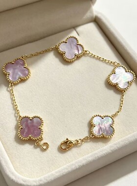 网红高品质四叶手链女钛钢18K金不掉色轻奢高级感时尚百搭15mm草