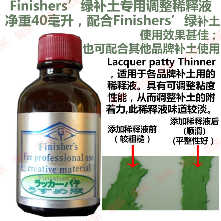 Finishers模型绿补土粘度调整剂溶剂稀释液40ml FT21 thinner鱼粉