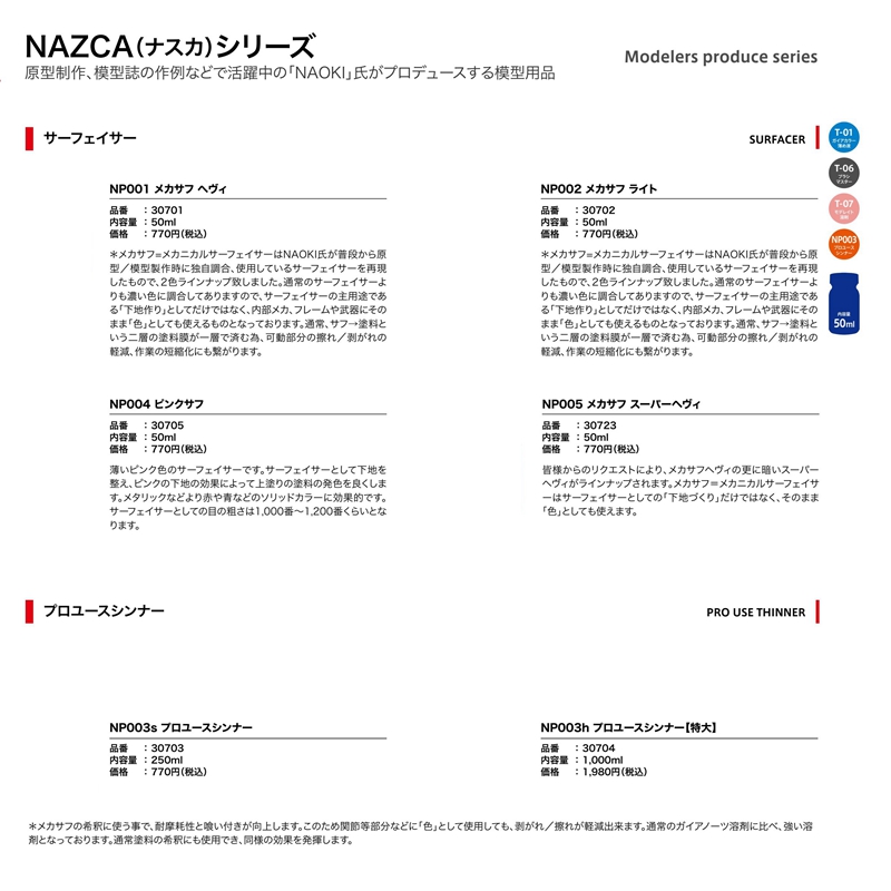 GAIA盖亚NAZCA内构关节耐磨涂料NP001 NP002 NP004 溶剂NP003