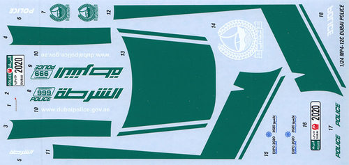 TABU 模型水贴 1：24 车模水贴 DC1185 MP4-12C Dubai Police