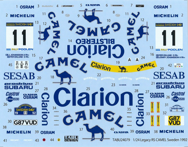 TABU 模型水贴 1/24 Lagacy RS CAMEL Sweden 1992 配长 24079