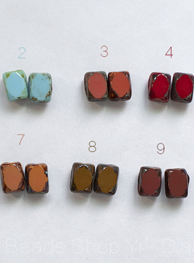 DIY手作手工耳环配件材料小厚彩色做旧方块捷克珠