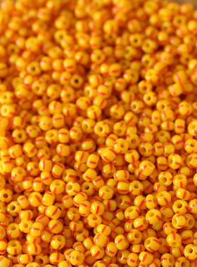 黄橙色系条纹米珠DIY串珠配件有机玻璃散珠捷克珠 8/0