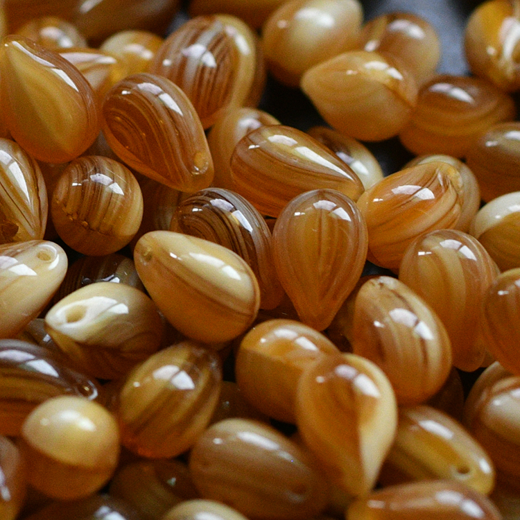 焦糖色水滴珠捷克珠条纹晕染