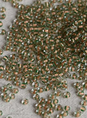 diy手工手作耳环材料肉橘色橄榄绿条纹捷克米珠6/0