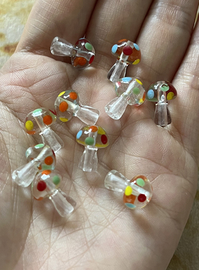 [Yidian]mashroom迷你小蘑菇玻璃珠 彩色波点 新色散珠