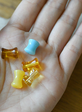 基础色多彩黄色系串珠手作材料小腰鼓玻璃散珠8x10mm