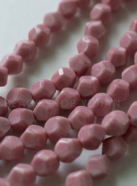 DIY手作耳环材料粉白渐变切面土豆捷克珠10mm