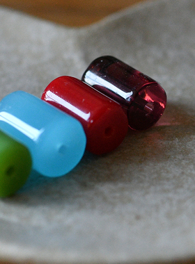 diy手工手作耳环材料圆柱玻璃珠多彩多巴胺8x12mm