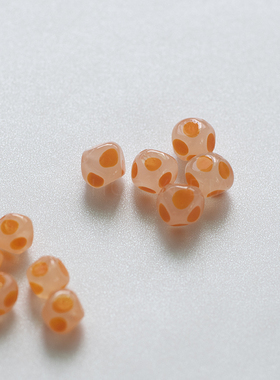 【Yidian】DIY水玉点点波点手作耳环材料蛋白透橙子玻璃珠 8mm