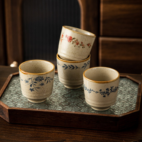 复古中式釉下彩耐高温陶瓷茶杯